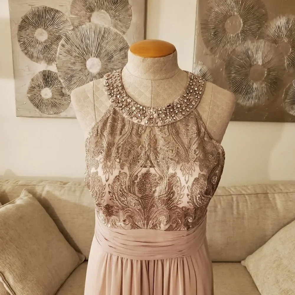 Eliza J Lace Bodice Gown size 10 Petite in Beige